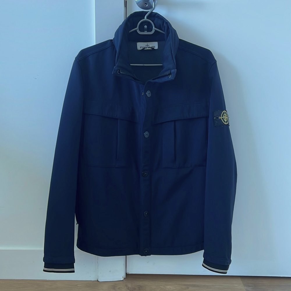 Mens Stone Island Navy Blue Soft Shell Windproof Jacket